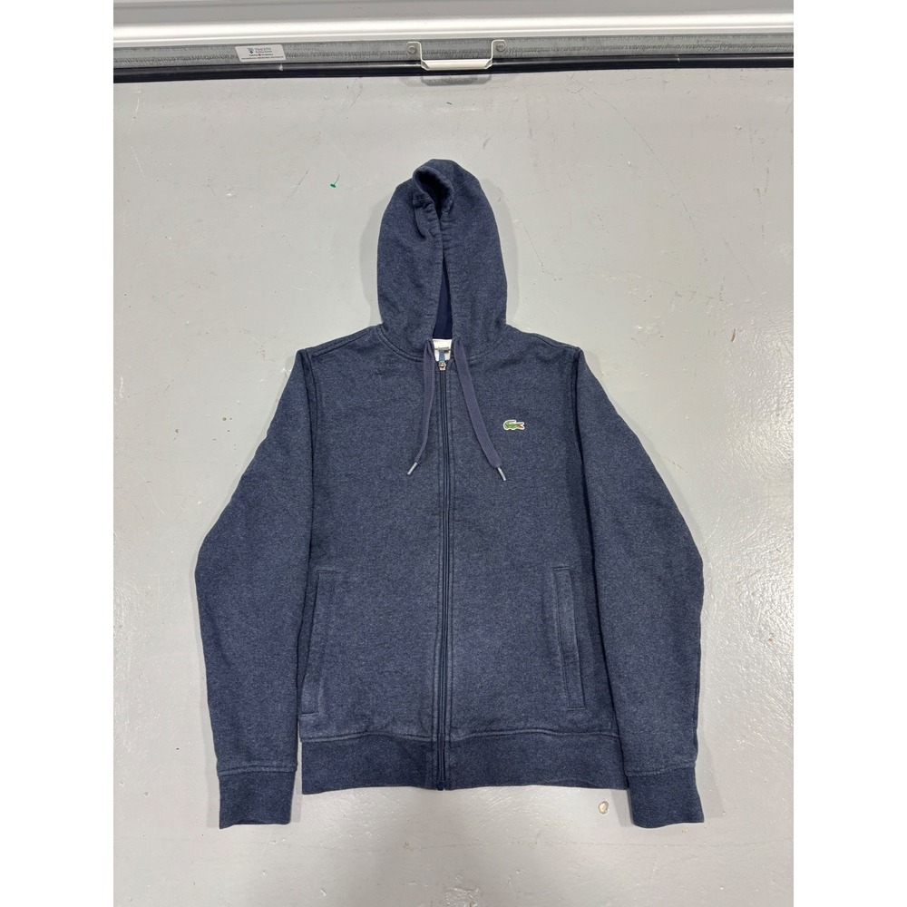 Lacoste Sport Mens Full Zip Hoodie‎ Navy Blue Fleece Sweatshirt Size S FR 3